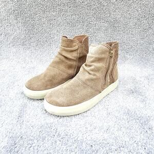 Sperry Topsider Crest Zone Sneaker Kids 1M Brown Suede Slip on Side Zipper Youth